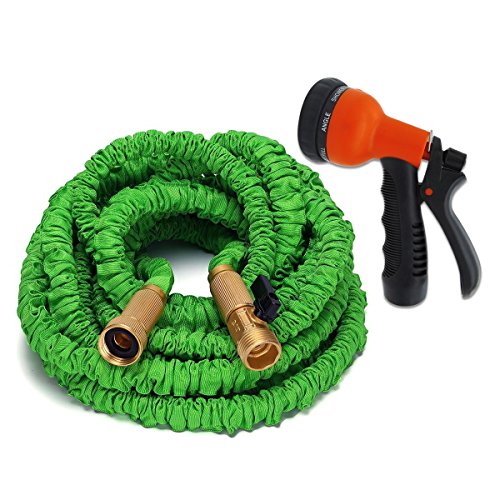 ANTEQI 50 Feet Flexible Stretch Expandable Garden HoseÂ Strong Hose Water Hose Best Hoseswith Solid Brass Connectors 8-pattern Spray Nozzle For Dock Warehouse Garden PlantEasy Home Storage
